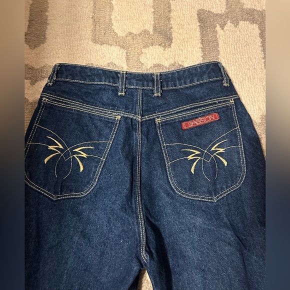 Sasson 80s Vintage Blue Denim Jeans with Embroidered Pocket - Picture 6 of 6